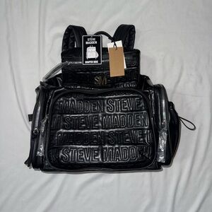 Steve Madden Black Embossed Backpack/Diaper Bag